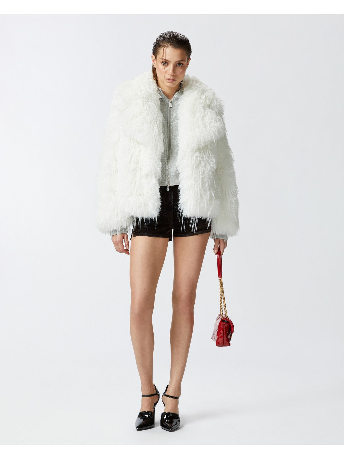 PINKO Pelliccia Donna Novaro Caban Simil Volpe 104375-A27L Z14 Bianco - Stilato