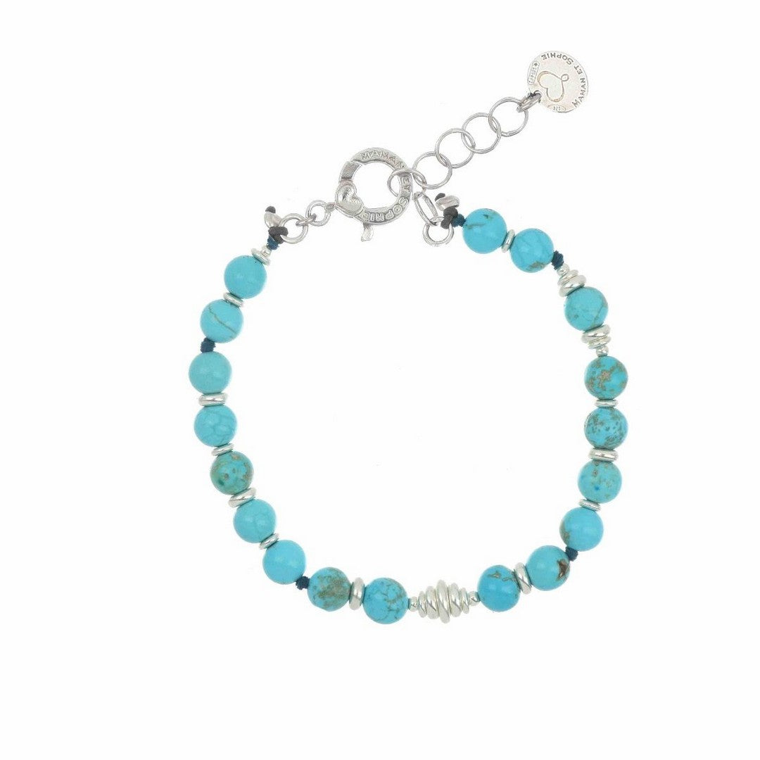 Bracciale Donna Maman et Sophie Tancredi in Argento Bianco e Aulite Turchese - brtanatag - Stilato